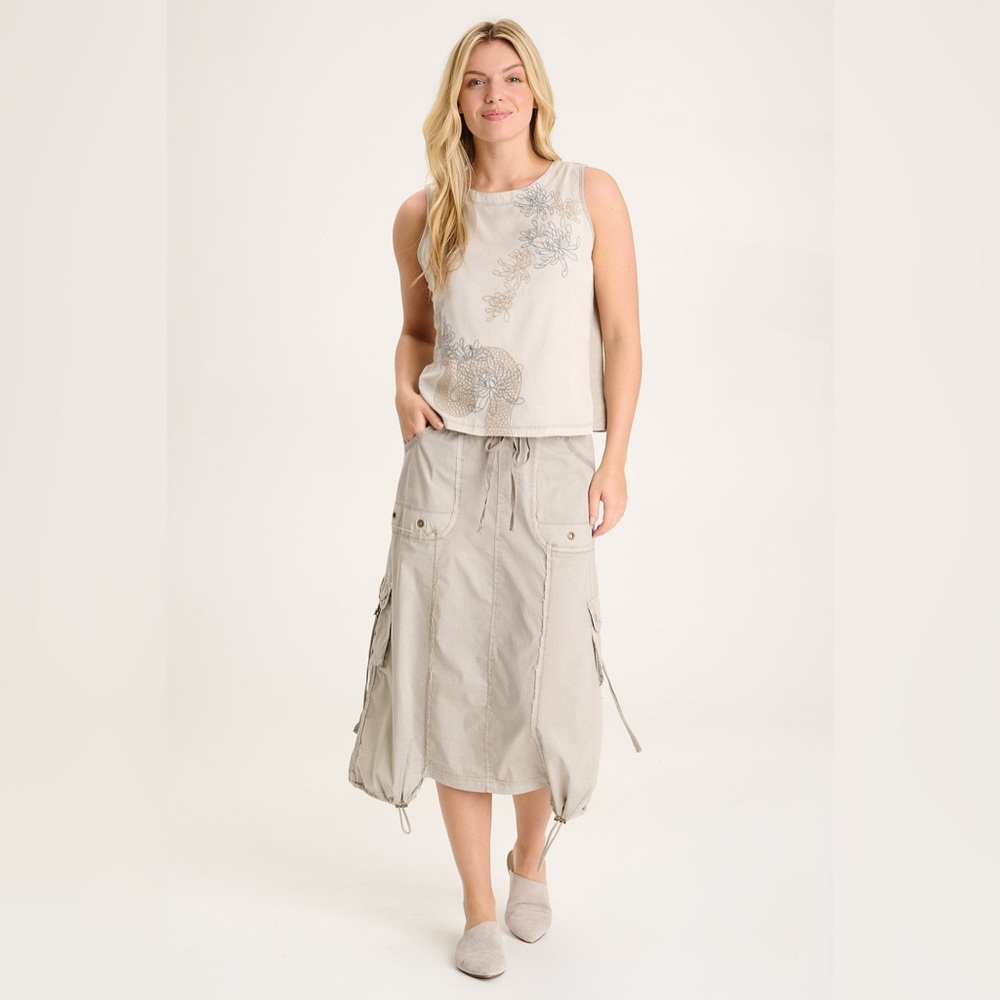 XCVI Castalina Poplin Cargo Midi Women's Skirt, 
Whitecap Pigment